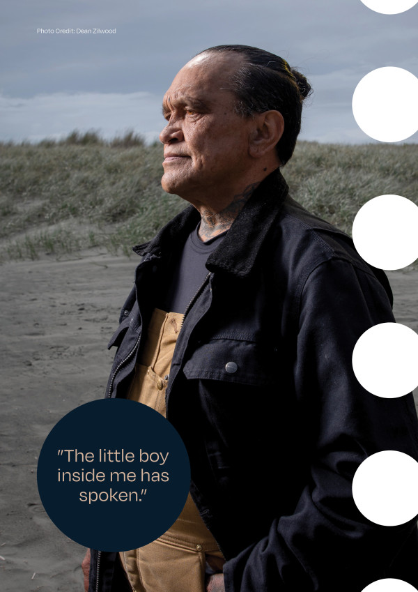 Photo of Mr Rangi Wickliffe.  He is standing on the beach looking out to the ocean.