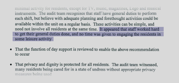 Portion of the Kimberley Centre Audit from July 2000